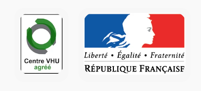 Logos centre VHU agréé et République française – épaviste agréé par la préfecture